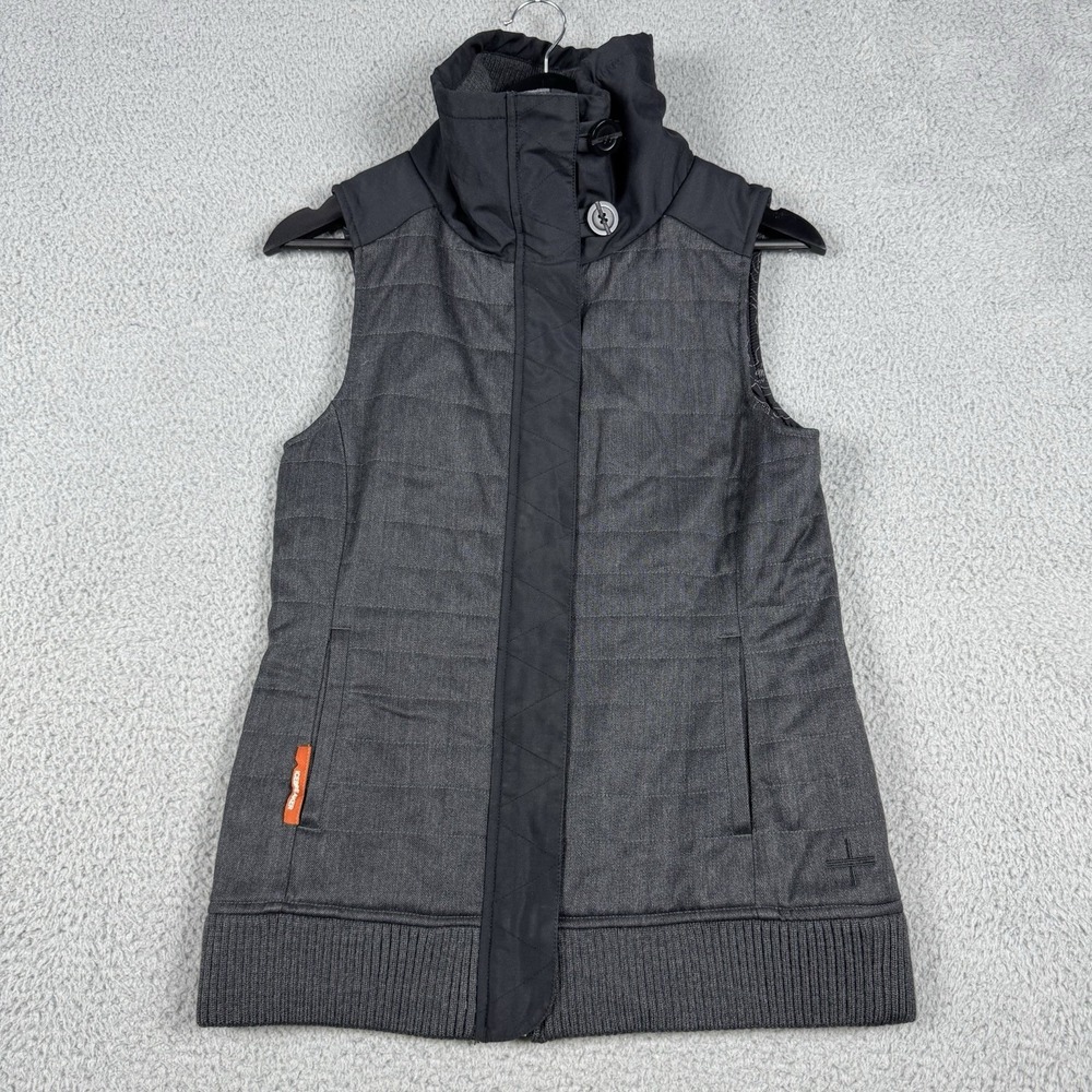 Icebreaker Vest Womens Size XS Gray MerinoLoft Puffer Ribbed High Collar Jacket